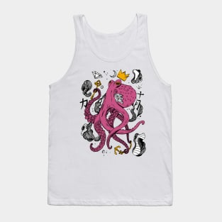 Royal Octopus - Pink and White Tank Top